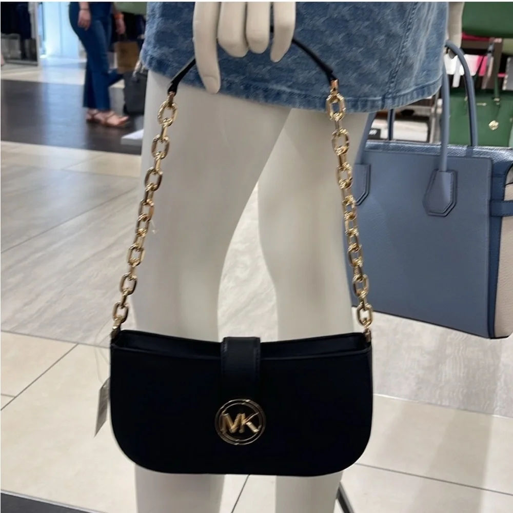 MICHAEL KORS Carmen Small Shoulder Pochette Bag Black NWT